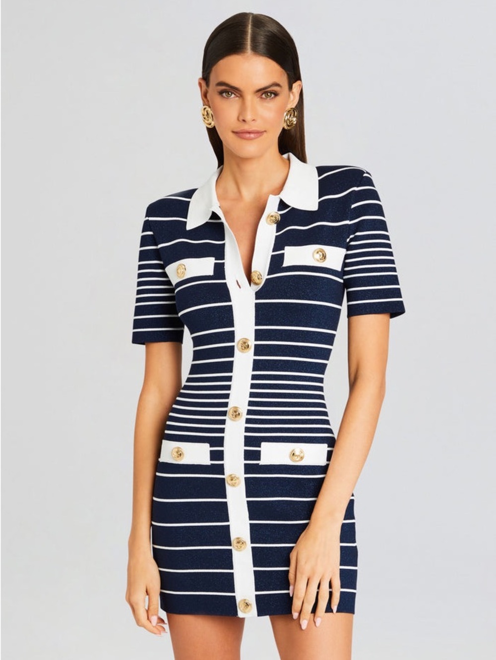 Retrofête KIERSTEN KNIT DRESS Navy and White Striped Knit Mini Dress XS - Picture 6 of 6
